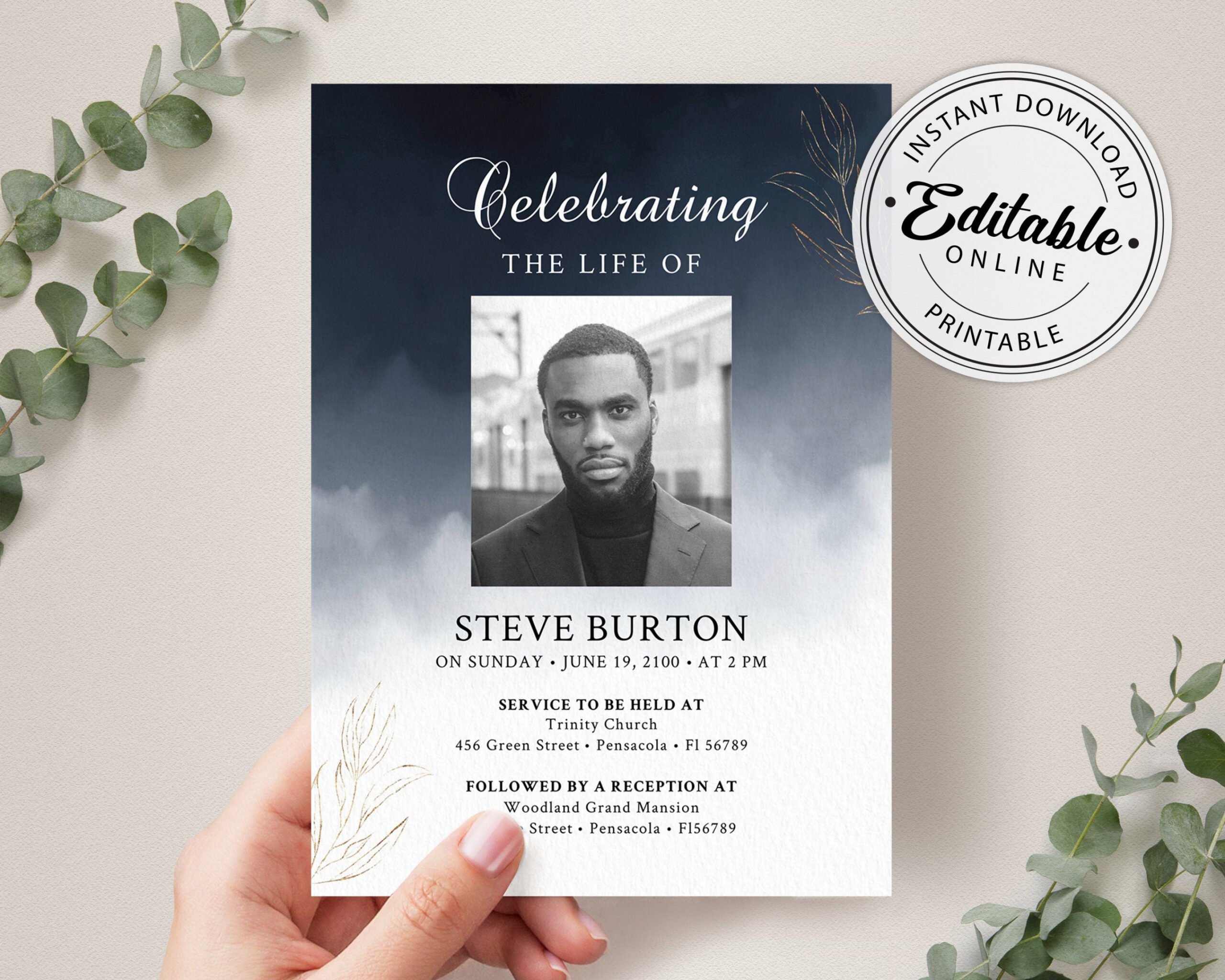 Funeral Announcement Card Template Funeral Invitation - Etsy