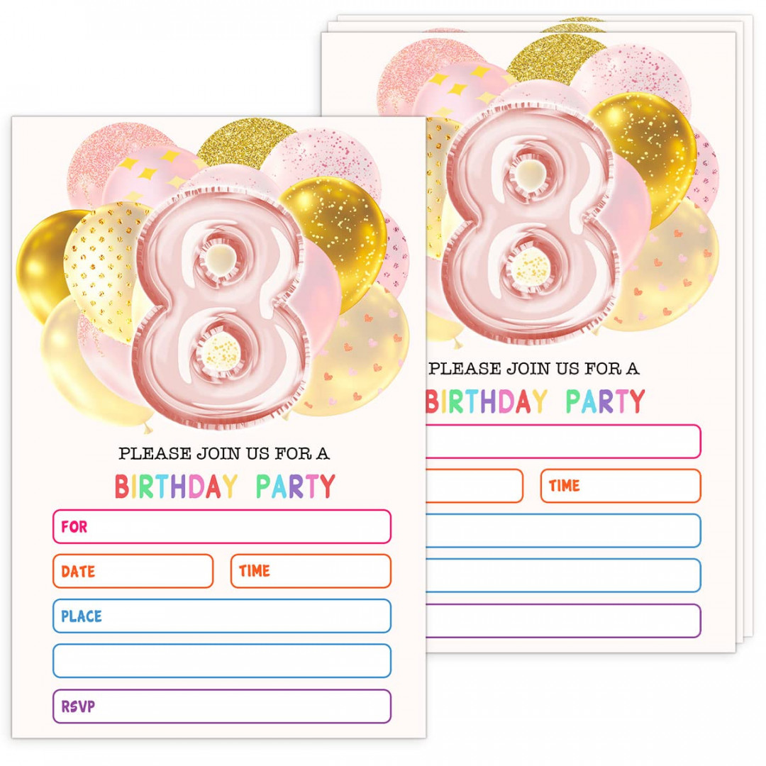 Ggjgrpx th Birthday Party Invitation Card, Balloon Theme Party Invitation  Cards for Kids, Girls BoySee more Ggjgrpx th Birthday Party Invitation