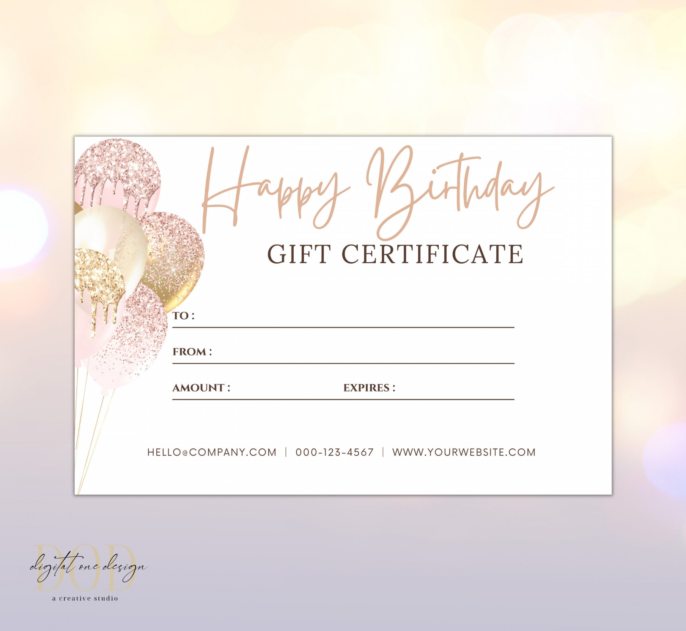 Gift Certificate Template Editable Printable Happy Birthday - Etsy