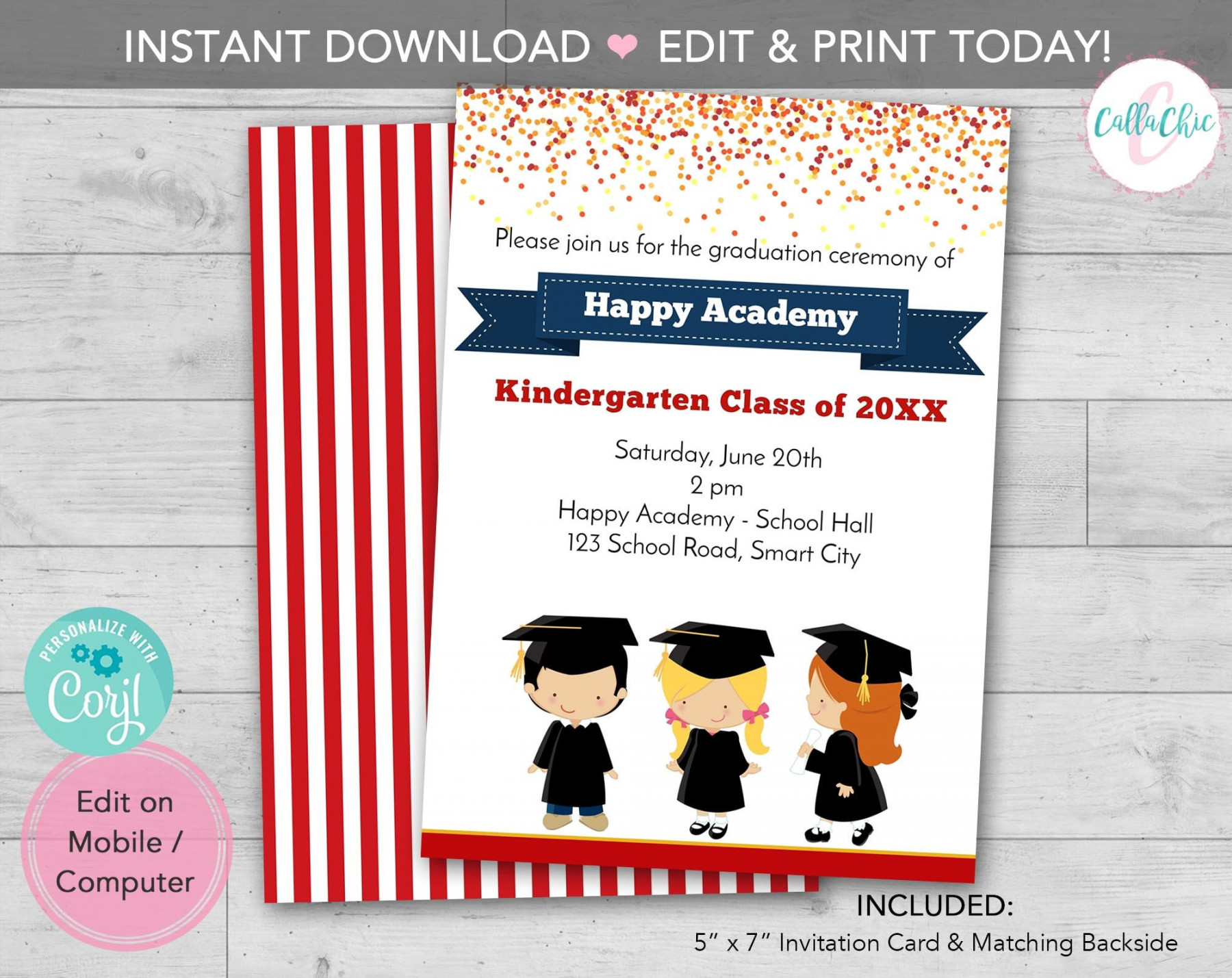 Graduation Invitation Instant Download PRINTABLE Preschool / - Etsy