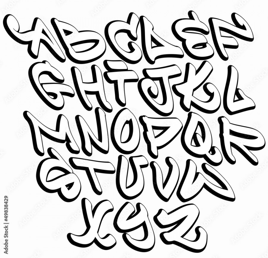 Graffiti font alphabet letters