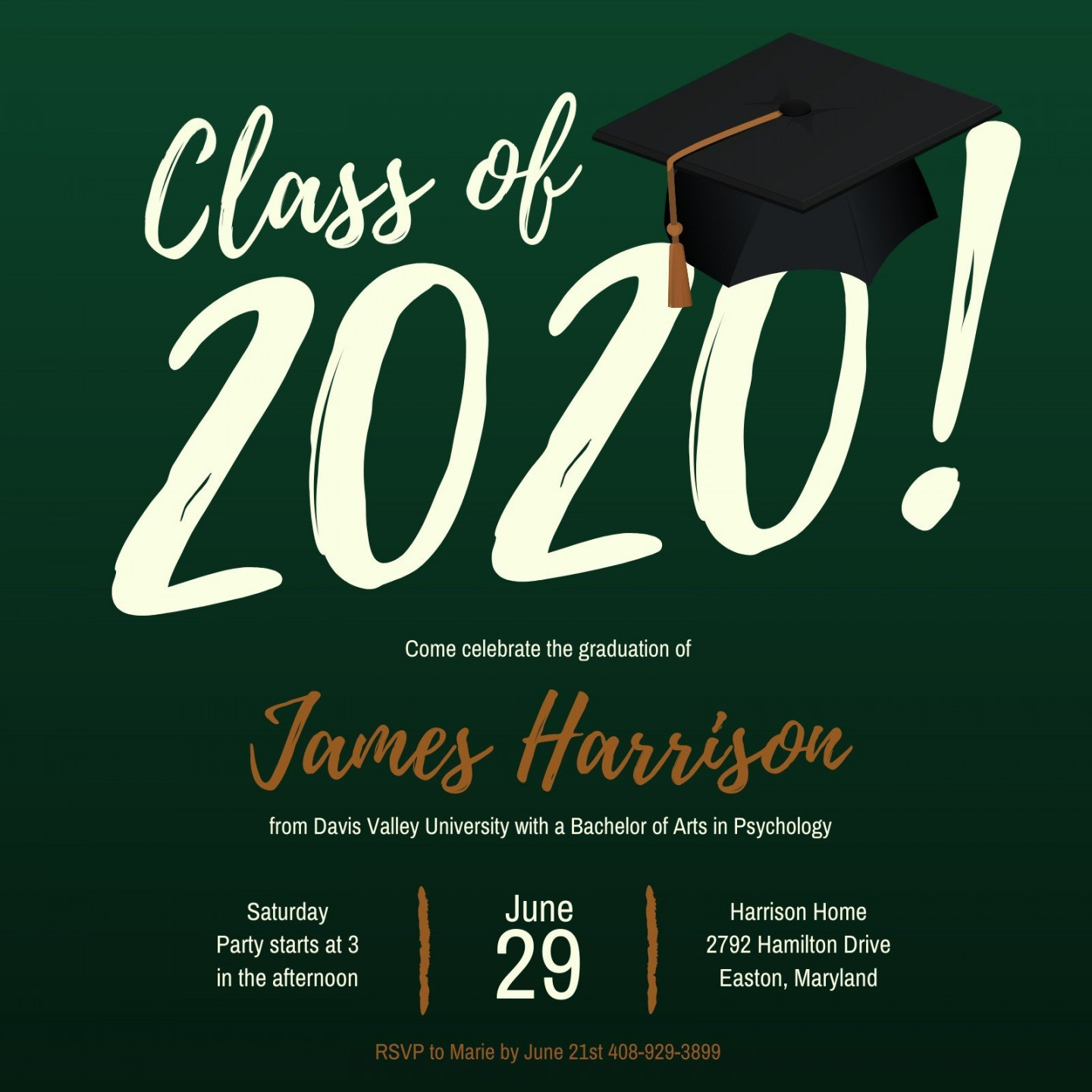 Green Typographic Graduation Party Invitation - Templates by Canva