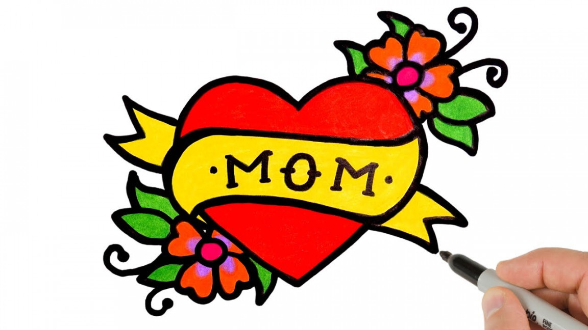 How to Draw a Heart with Flowers for Mom  Mother