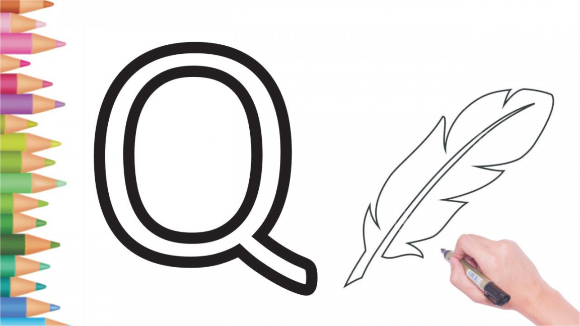 How to draw and color Alphabet Q for kids  Q for Quill  #