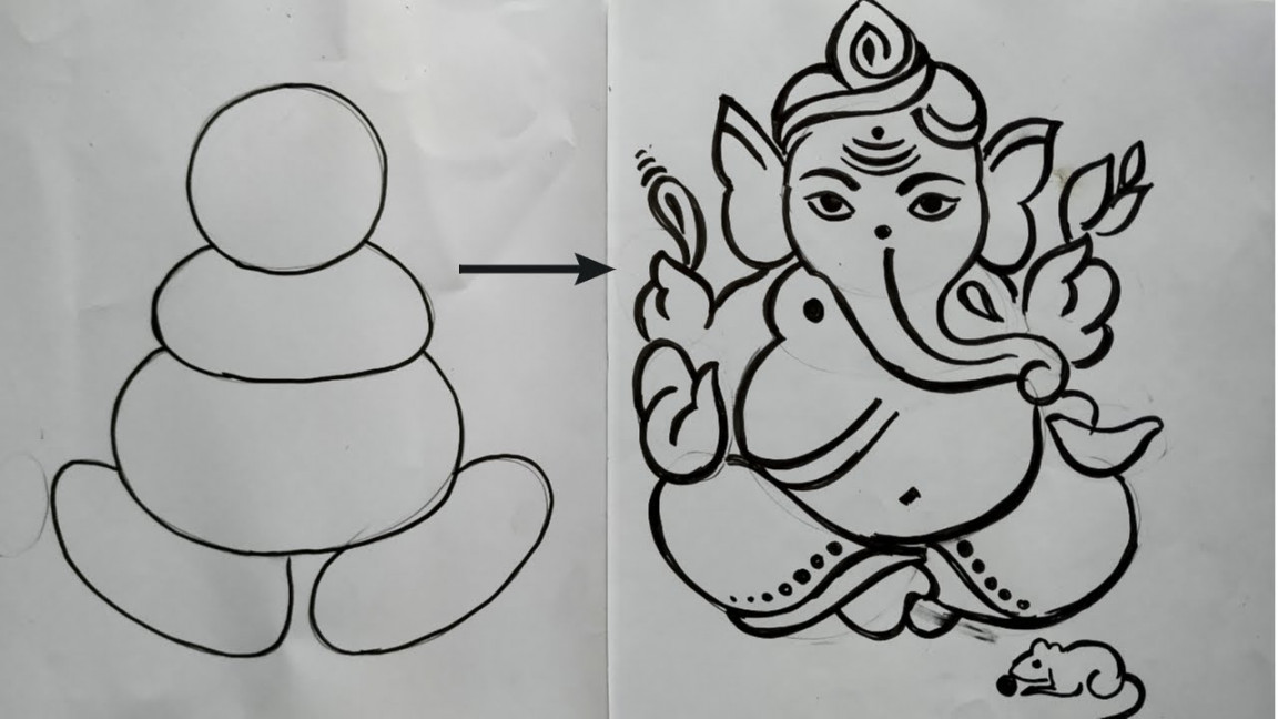 how to draw lord ganesha easy line drawing for ganesh chaturthi  special,ganesh thakur drawing,