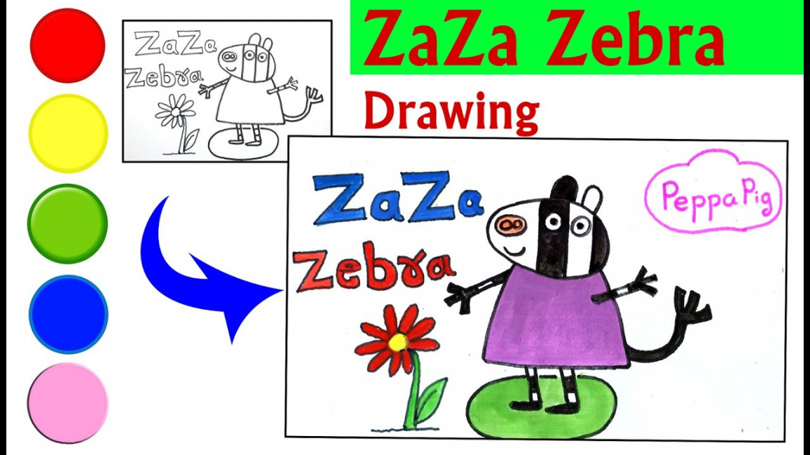 how to draw ZaZa Zebra cartoon  Peppa pig cartoon