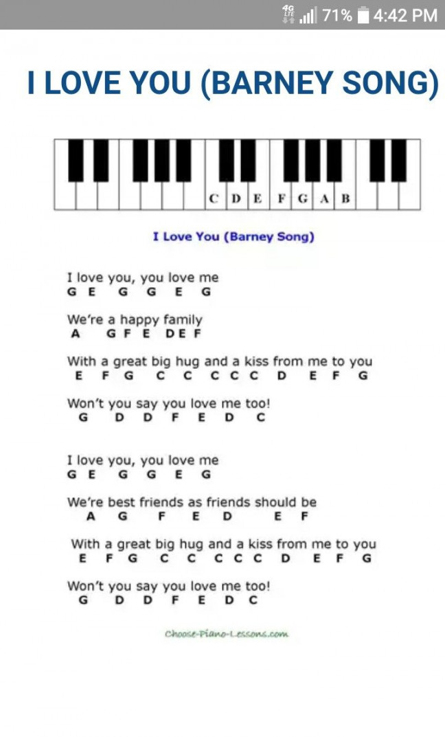 I Love You, Nursery Rhymes, Piano, Sheet Music  Piano sheet music