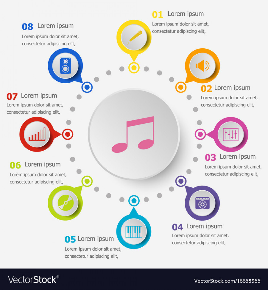 Infographic template with music icons Royalty Free Vector