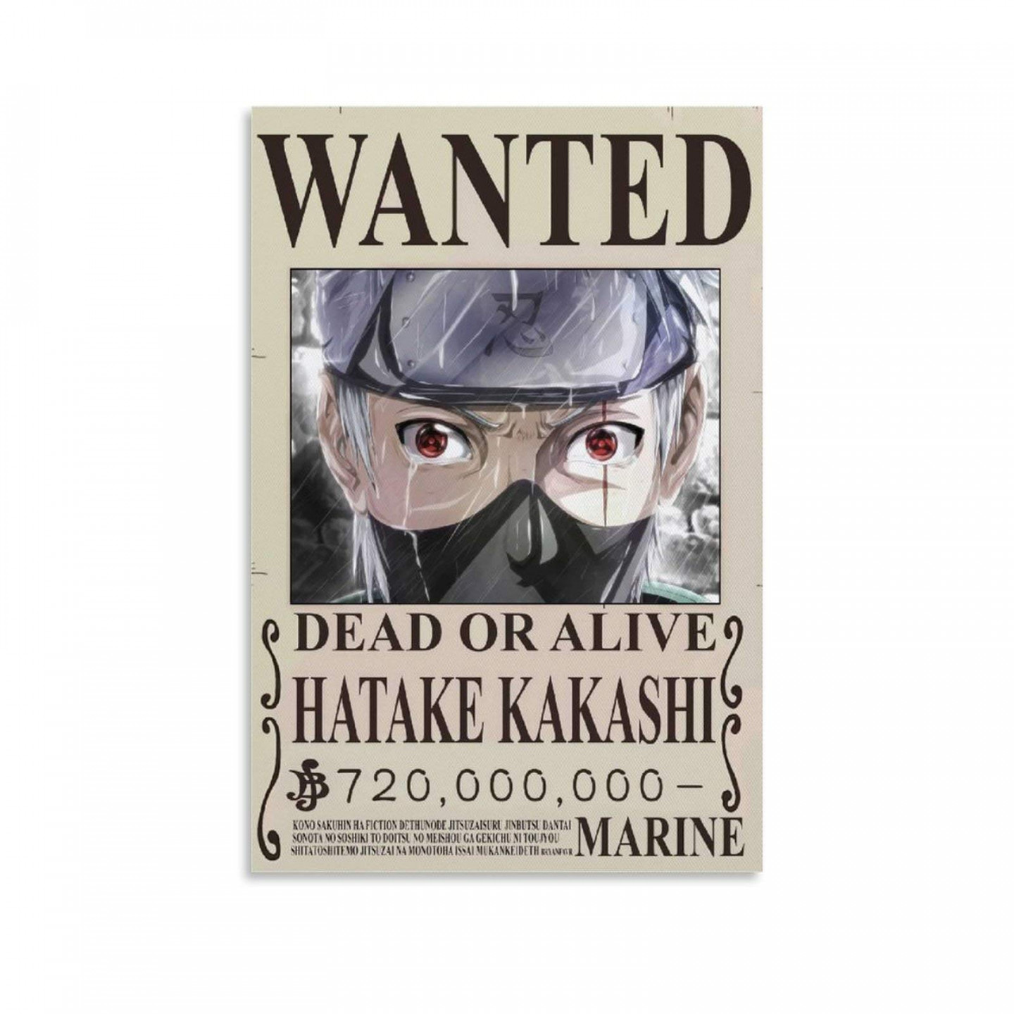 JIENU Naruto Wanted Poster Hatake Kakashi Anime Leinwand-Kunstposter und  Wandkunstdruck, modernes FaMehr anzeigen JIENU Naruto Wanted Poster Hatake