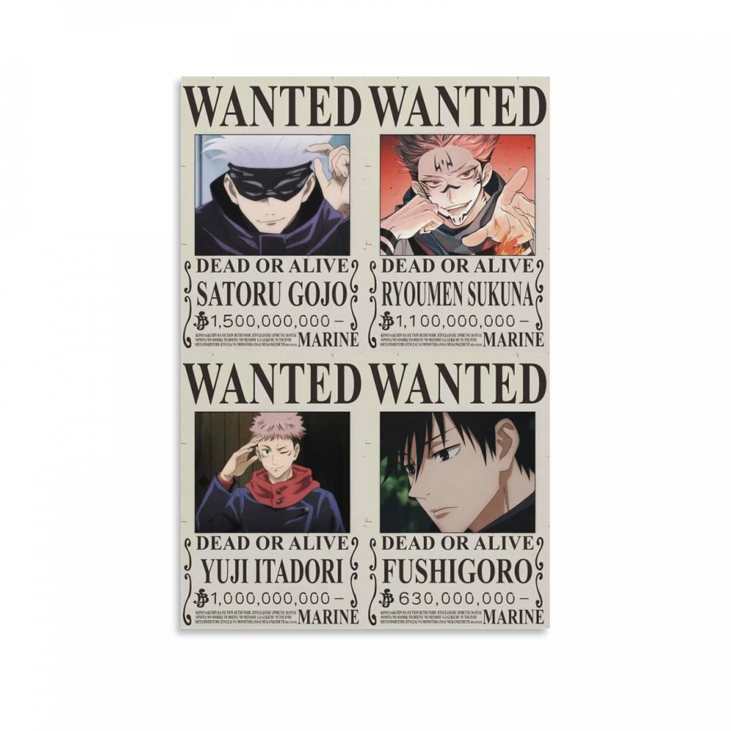 Jujutsu Kaisen Gojo Wanted Anime-Poster und Wandkunst, Hängedekoration für  moderne Familie, Korridor, Poster für Schlafzimmer, ästhetisch,  x  cm