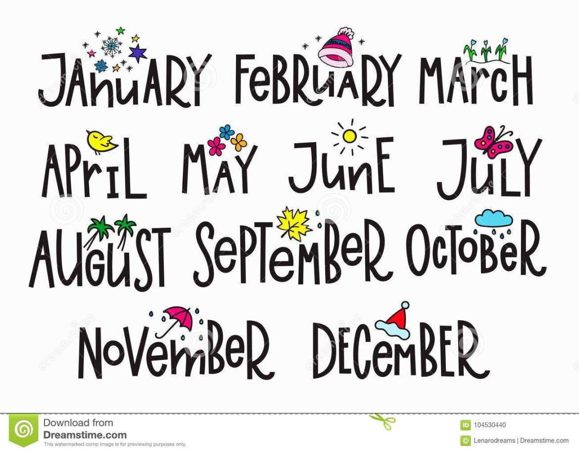 Months year calendar lettering typography