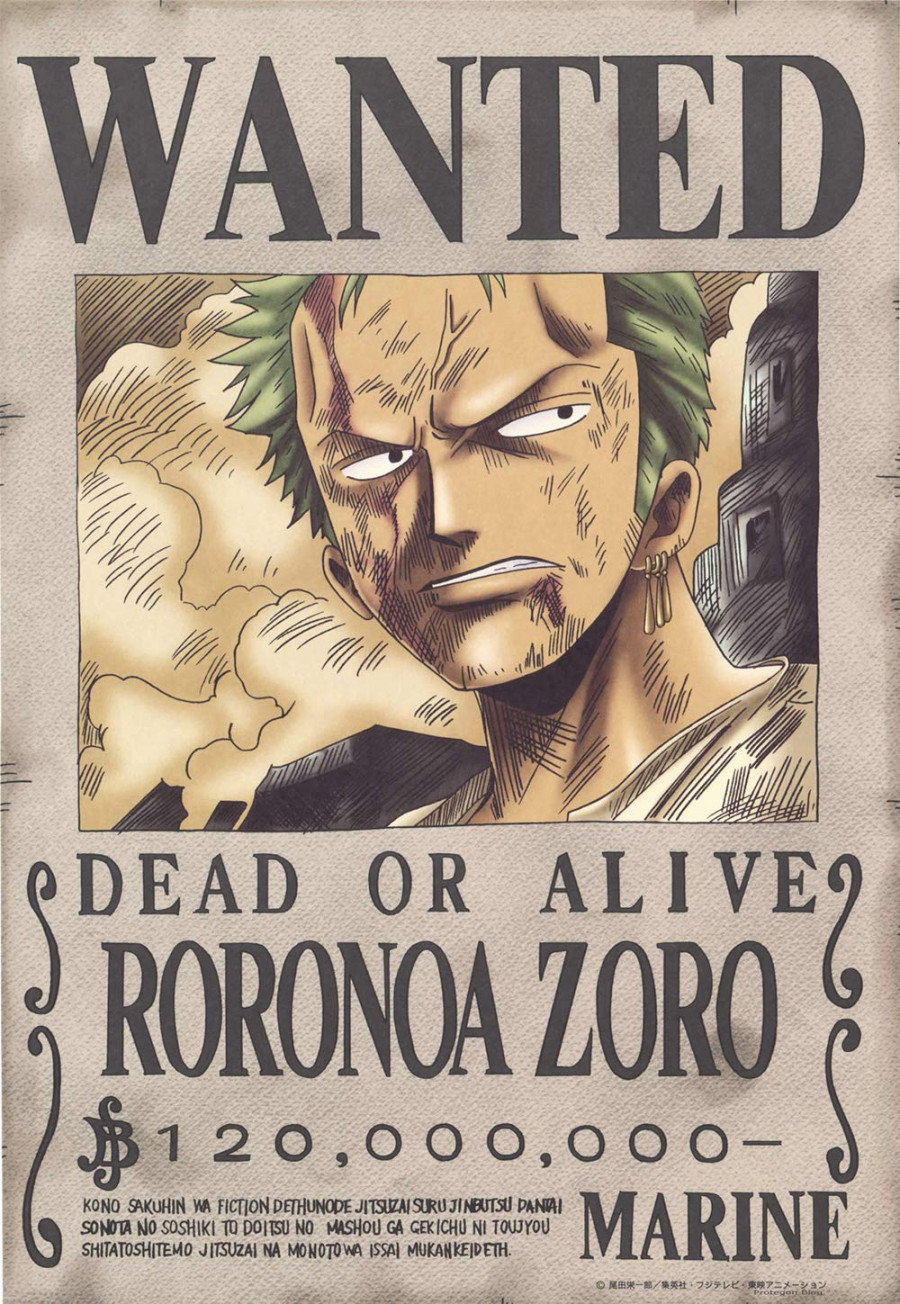 Poster One Piece – Wanted Roronoa Zoro,  x  cm, 0 mm x 0 mm