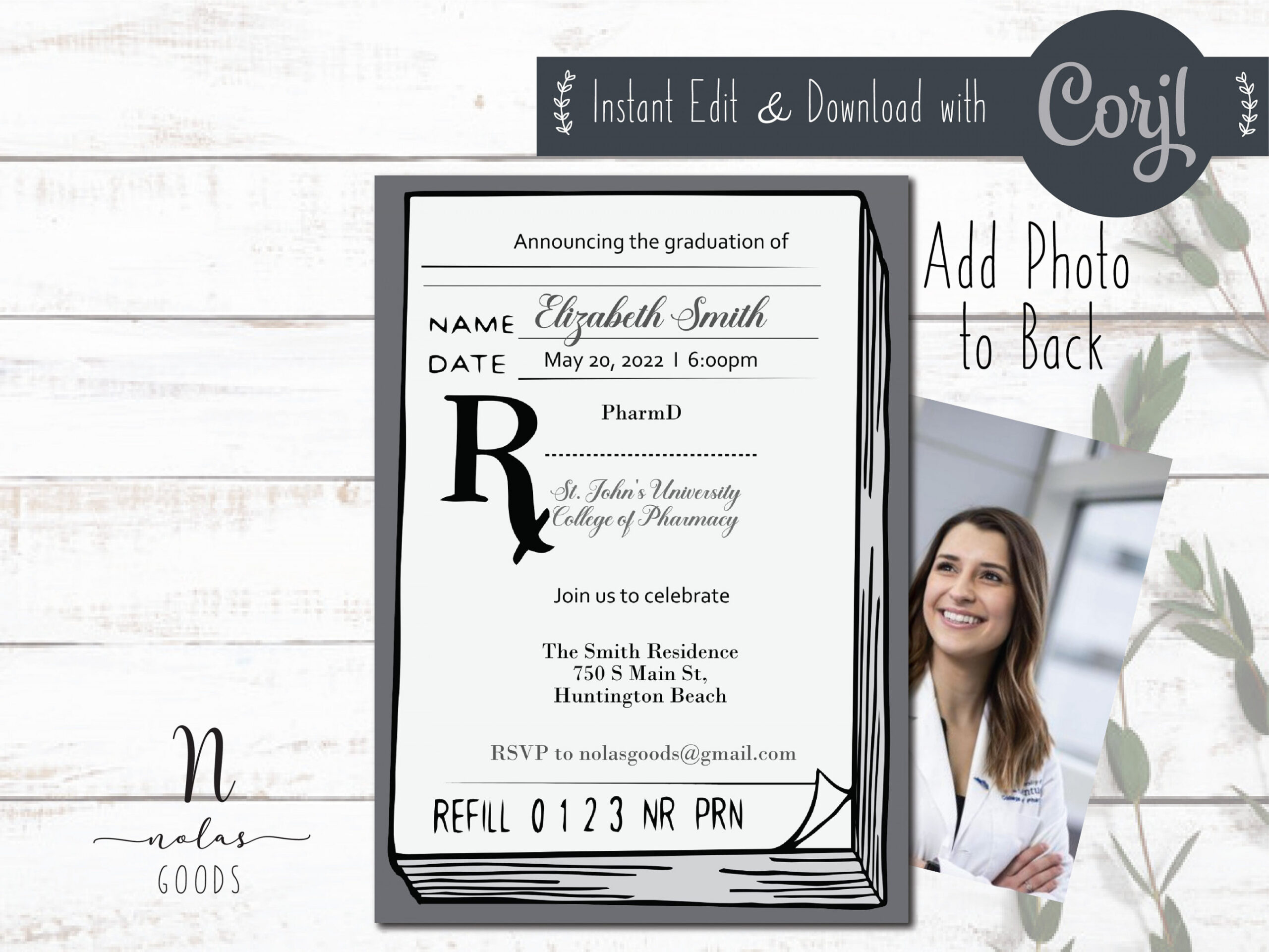 Prescription Pad Invitation Template Pharmacy School - Etsy