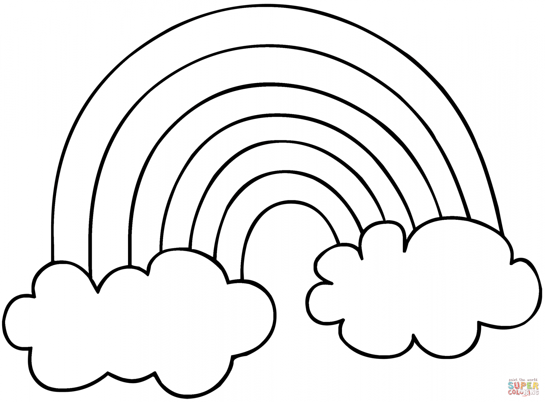 Rainbow with clouds  Super Coloring  Coloring pages, Clouds, Rainbow