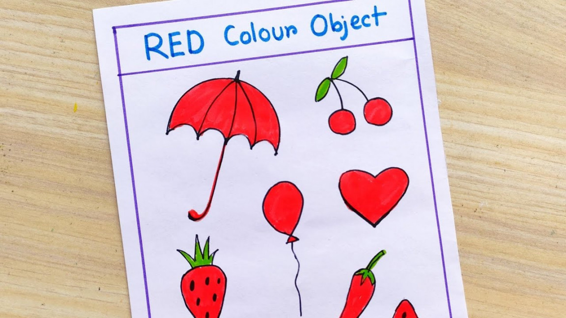 Red Colour Object drawing easy  How to draw red colour things  Red Colour  drawing things easy