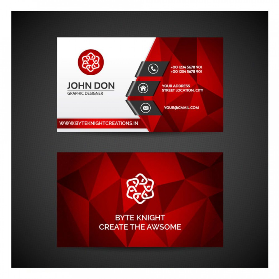 Red Polygonal Business card #VC – BK Designs  Free business