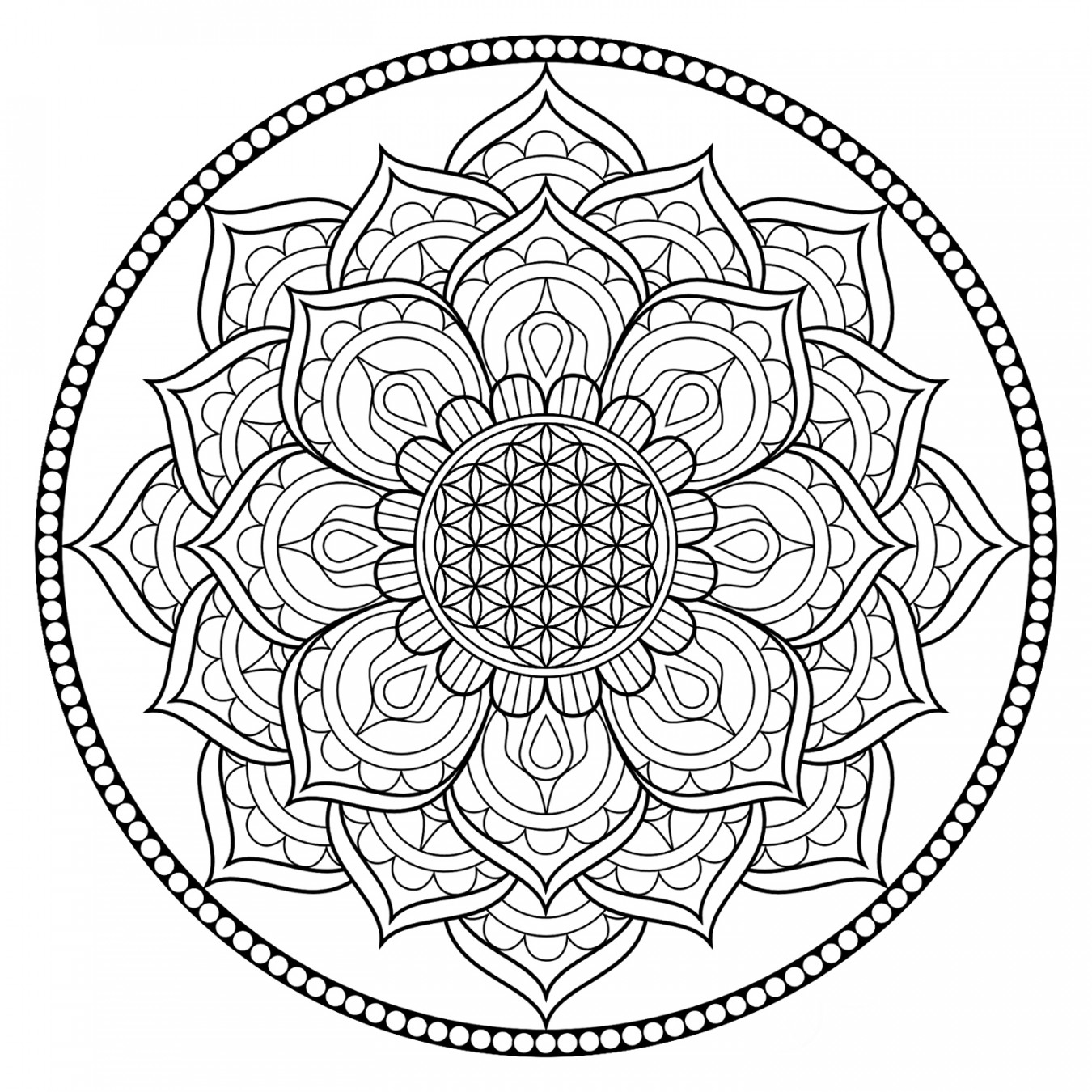 Relieve Daily Stresses With Beautiful Free Flower of Life Coloring