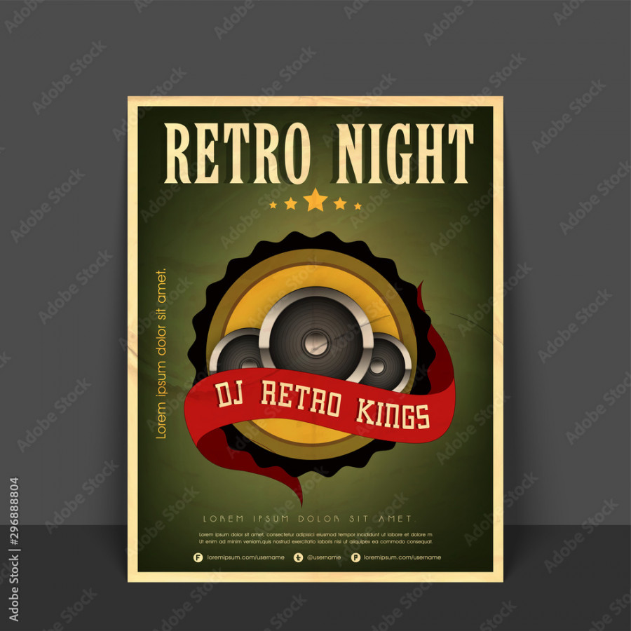 Retro Night Flyer, Template or Banner design