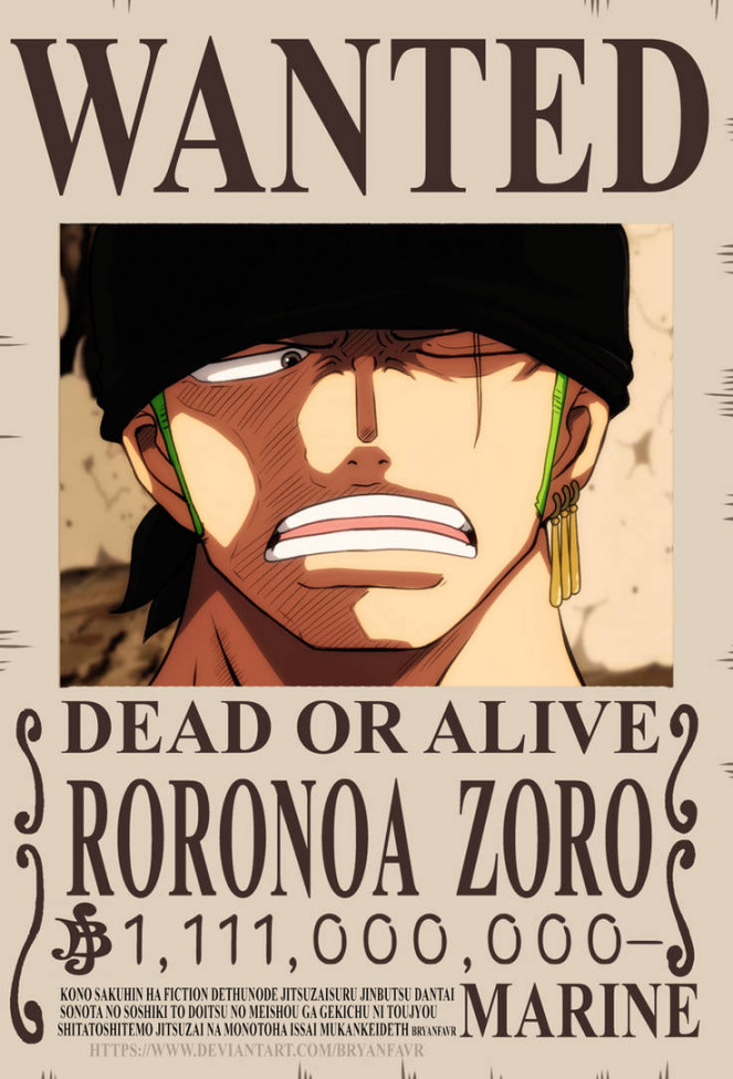 RORONOA ZORO WANTED (One Piece Ch