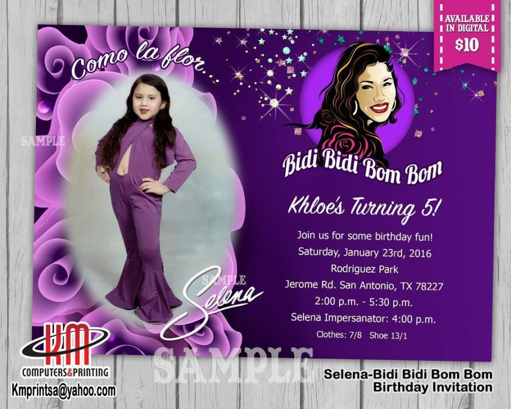 Selena birthday invitations Digital & printed available Km