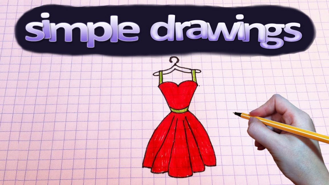 Simple drawings # How to draw red dress / drawings for beginners