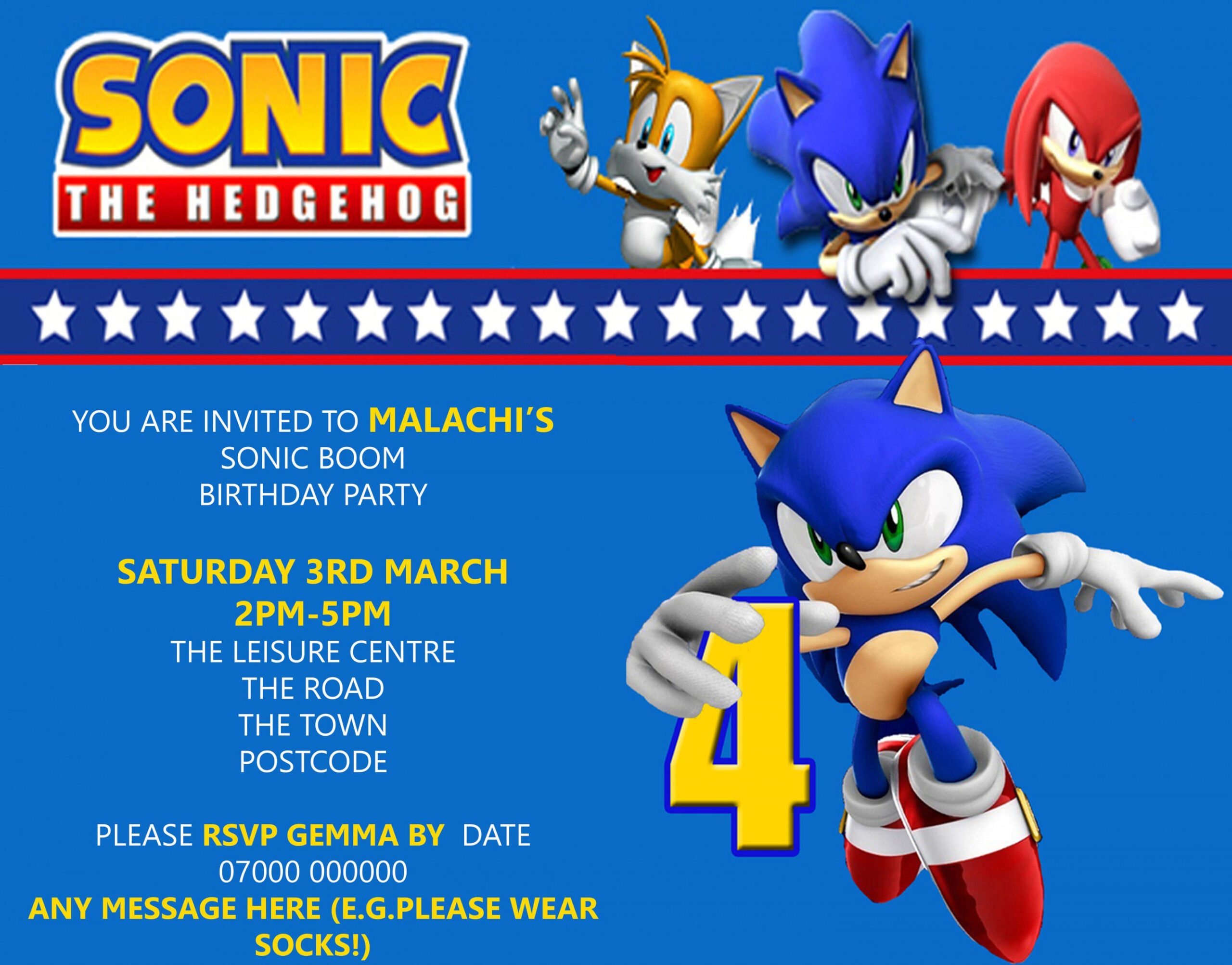 Sonic Invitation! Personalisiert, jedes Alter! Digital Download