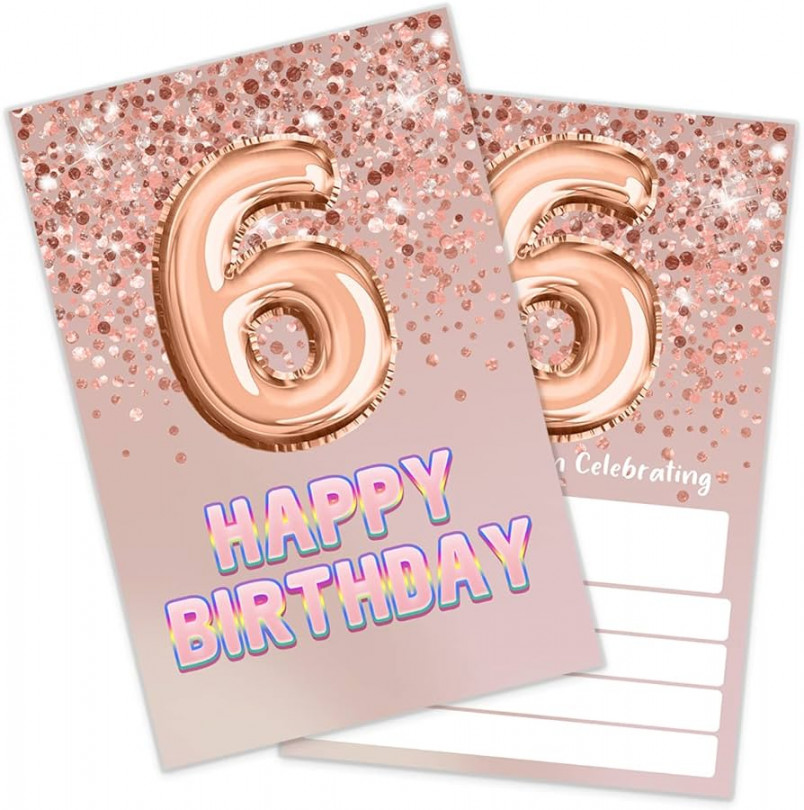 th Birthday Invitation Rose Gold Glitter Birthday Party th Birthday  Invitation for Girls, Party Celebration, Birthday Party Supplies (  Invitations