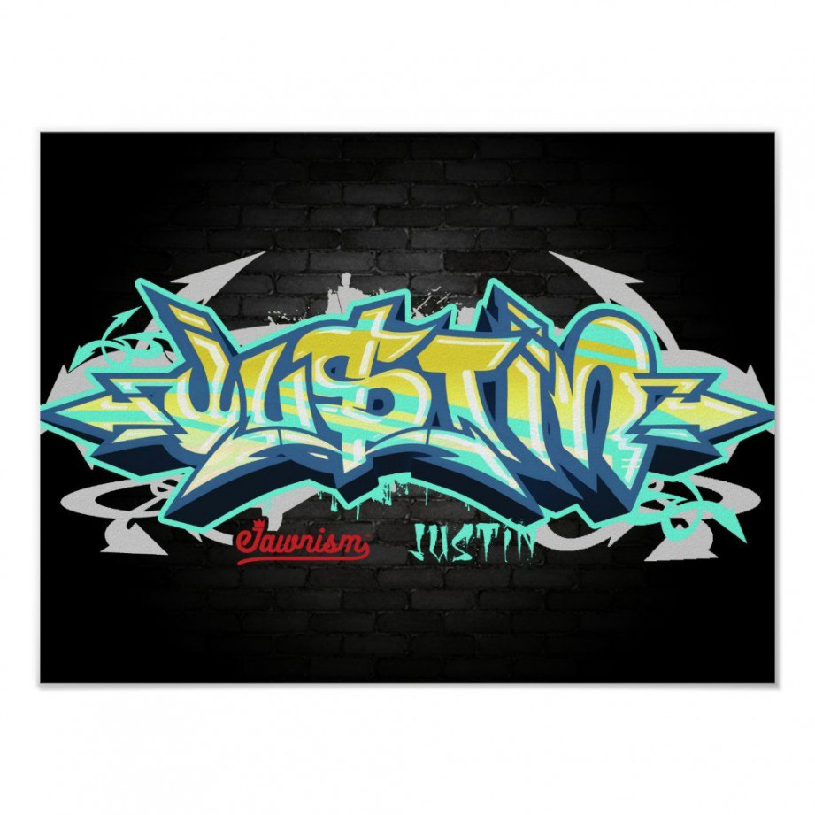 The name Justin in graffiti Poster  Zazzle  Graffiti art letters