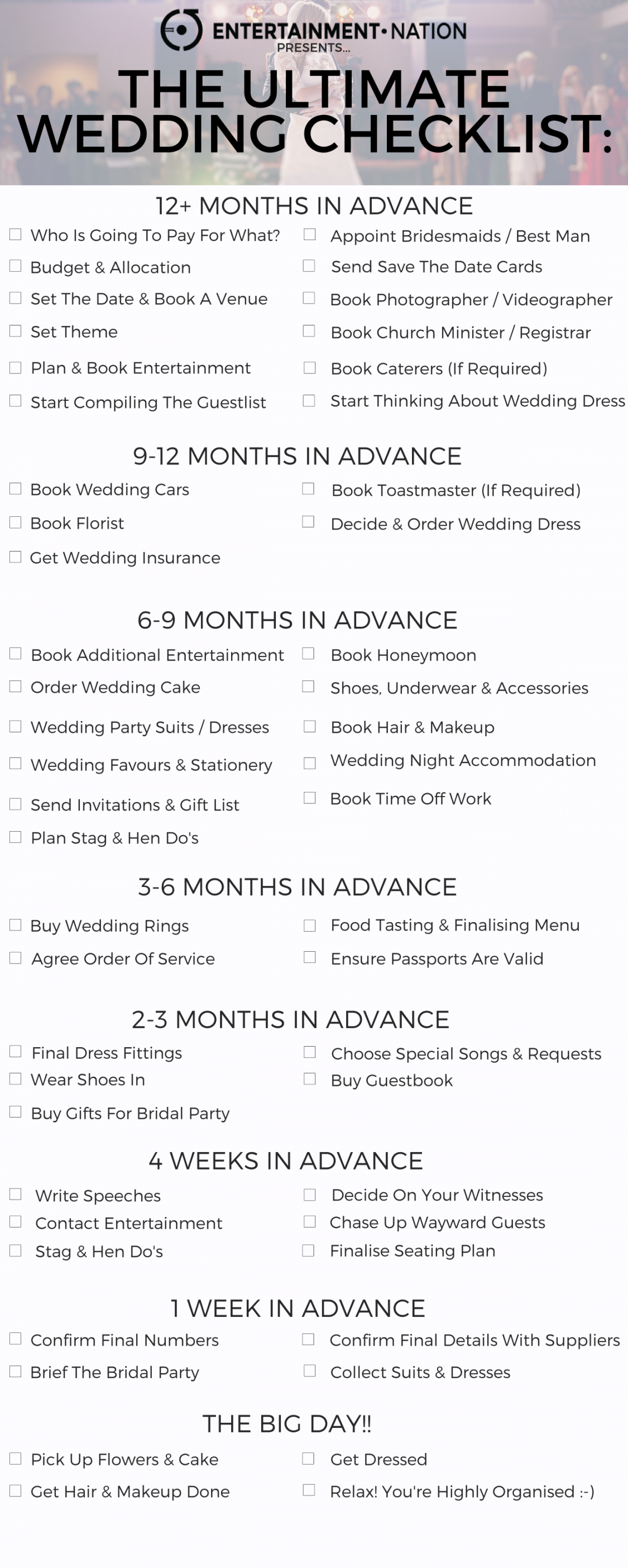 THE ULTIMATE WEDDING CHECKLIST  Wedding checklist, Ultimate