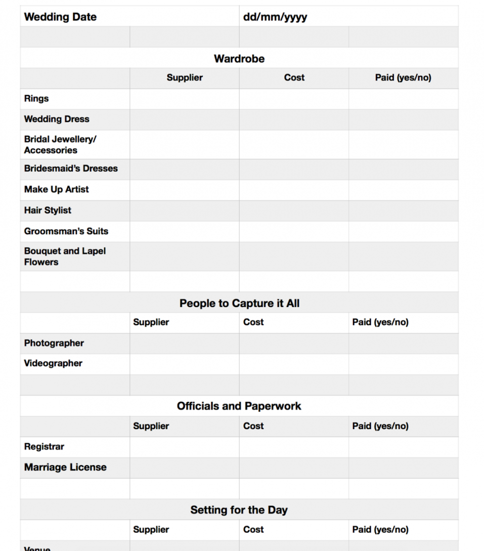 The Wedding Supplier Checklist  Wedding Advice  Midlands Wedding