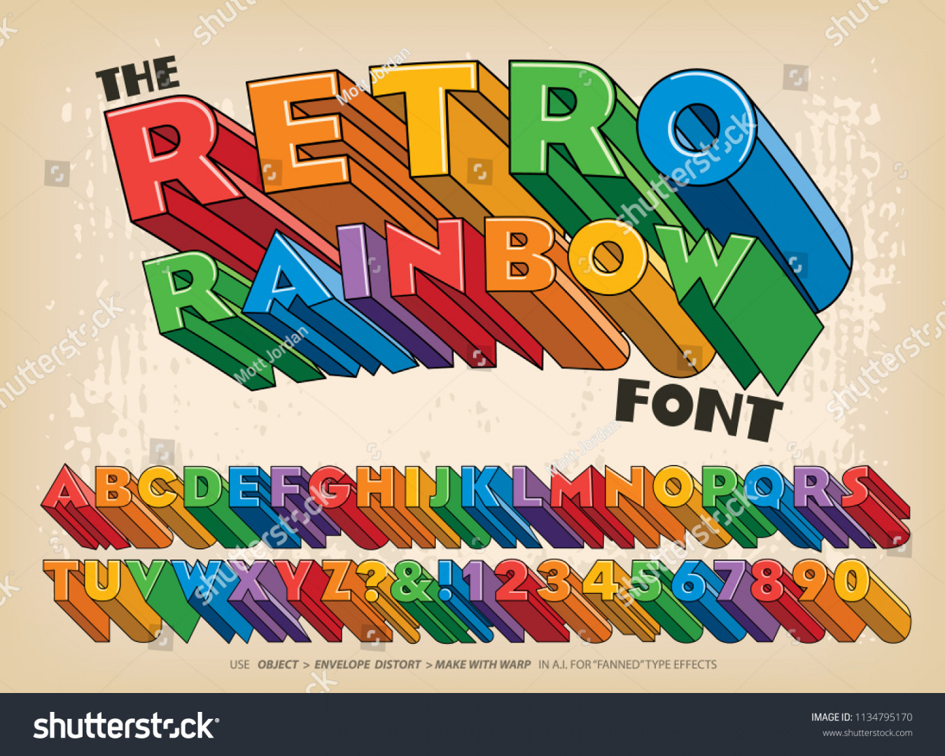 Threedimensional Block Letter Alphabet Rainbow Colors: стоковая