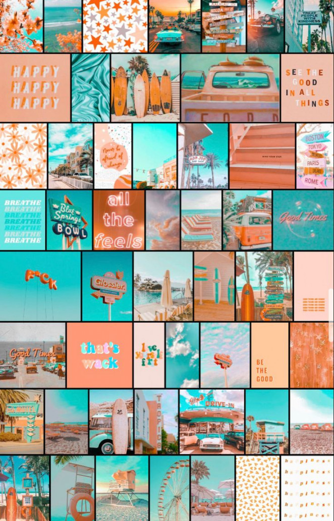 wall collage  Teal orange wallpaper, Orange icons:), Orange aesthetic