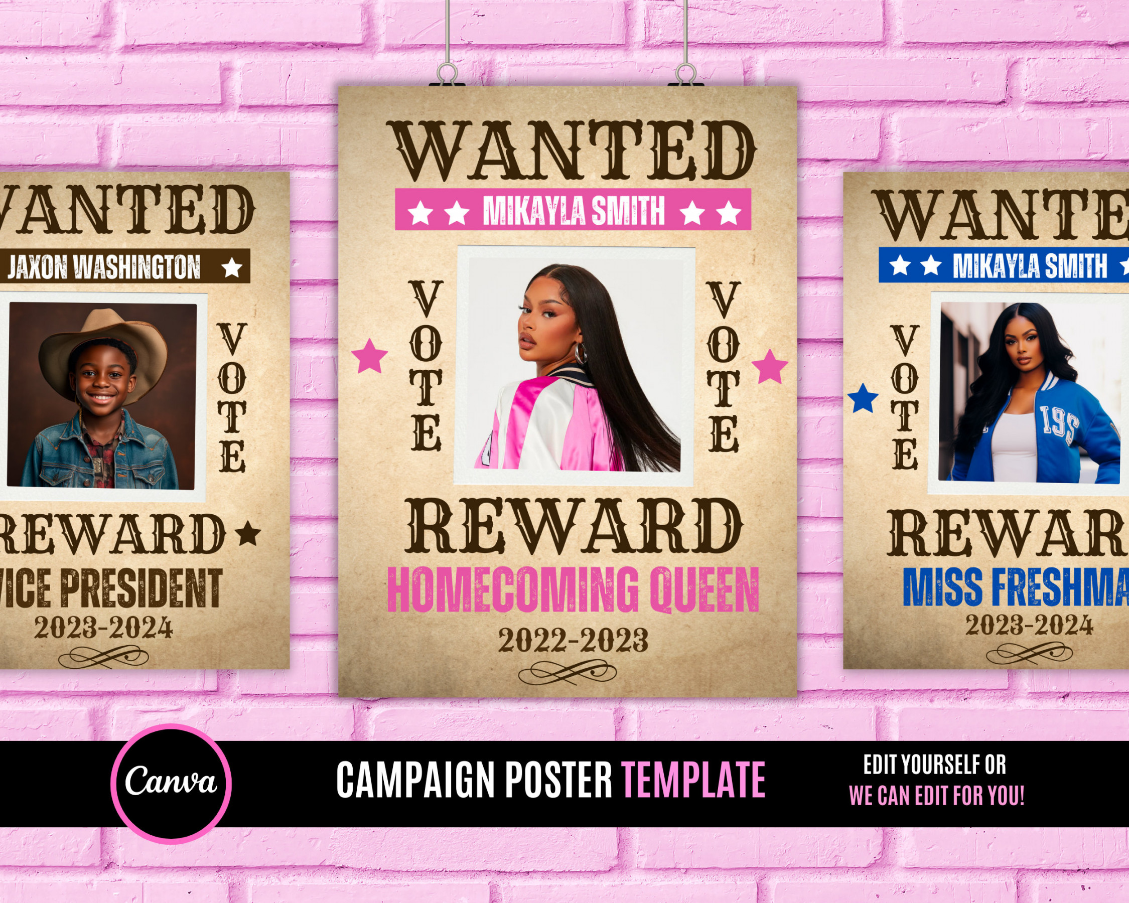 Wanted Poster Homecoming Queen, Homecoming Poster, class treasurer, class  president, Class campaign, Edit Online then Print poster