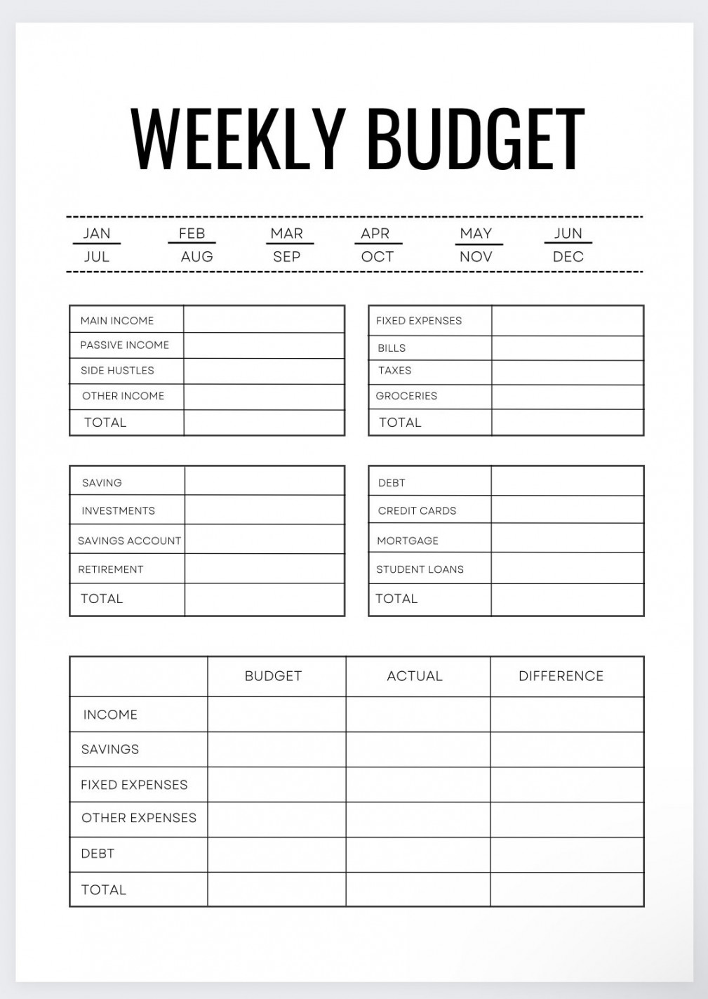 Weekly Budget biweekly Budgetbudget Templatebudget by - Etsy Singapore