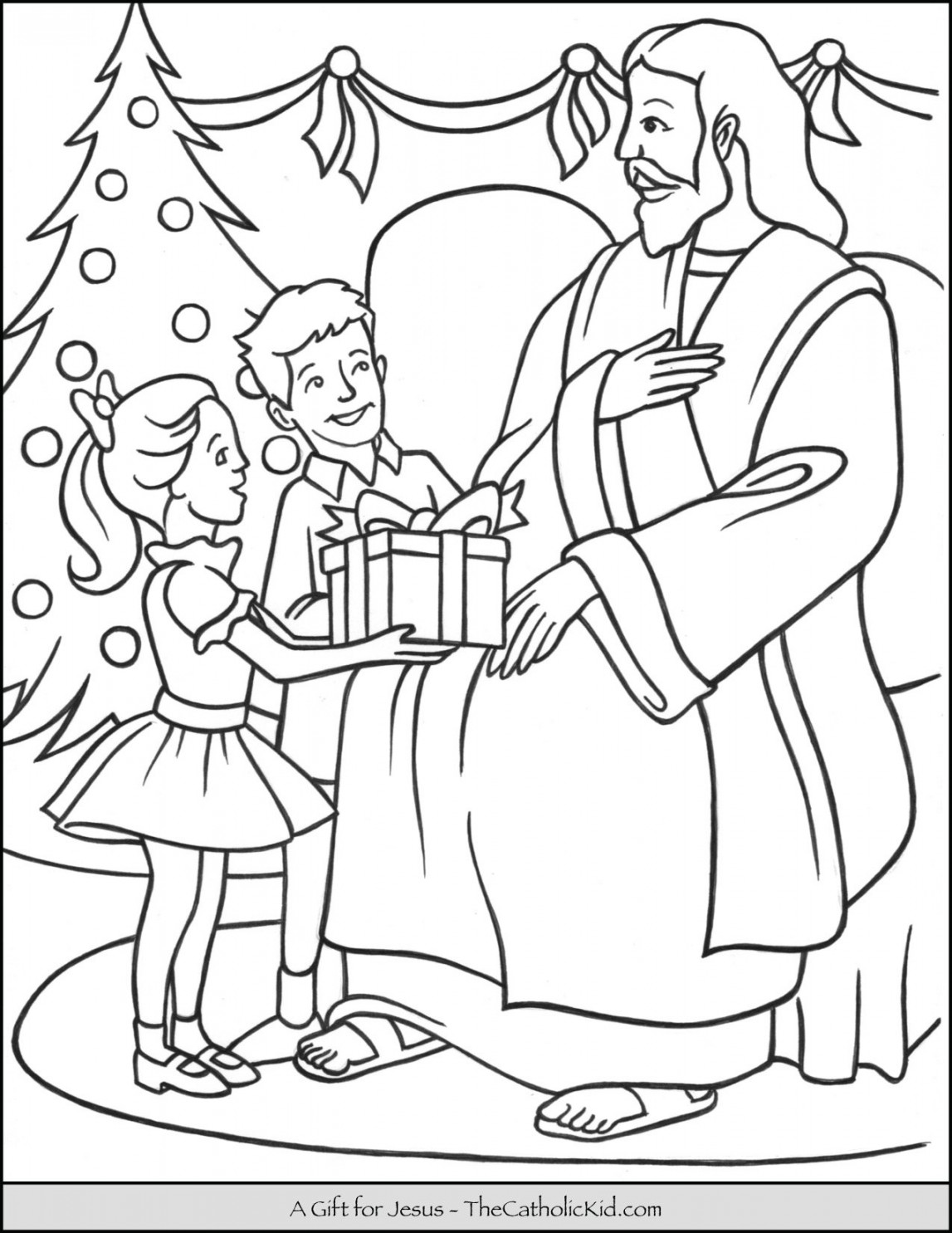 A Gift For Jesus Christmas Coloring Page - TheCatholicKid