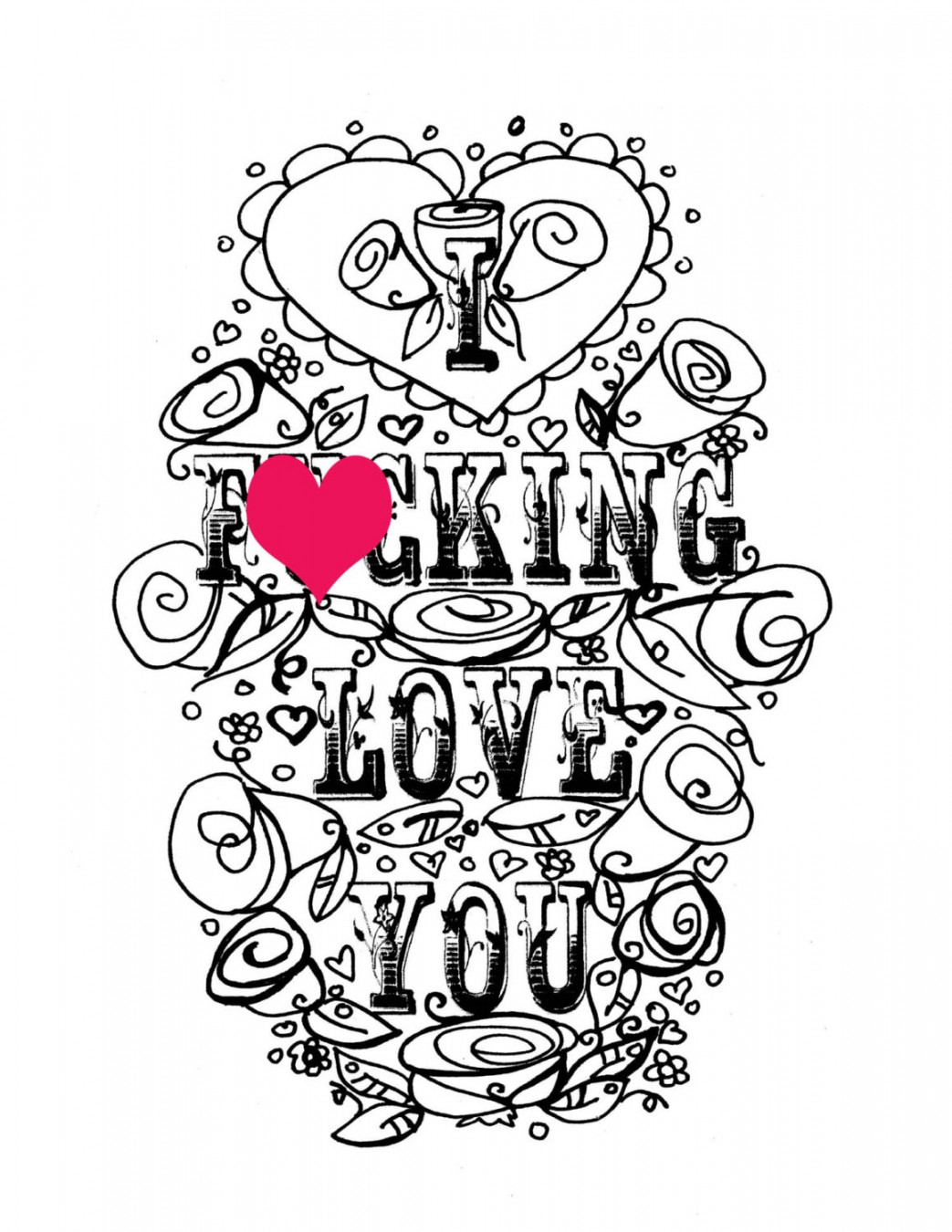 Adult Coloring Page, Valentine