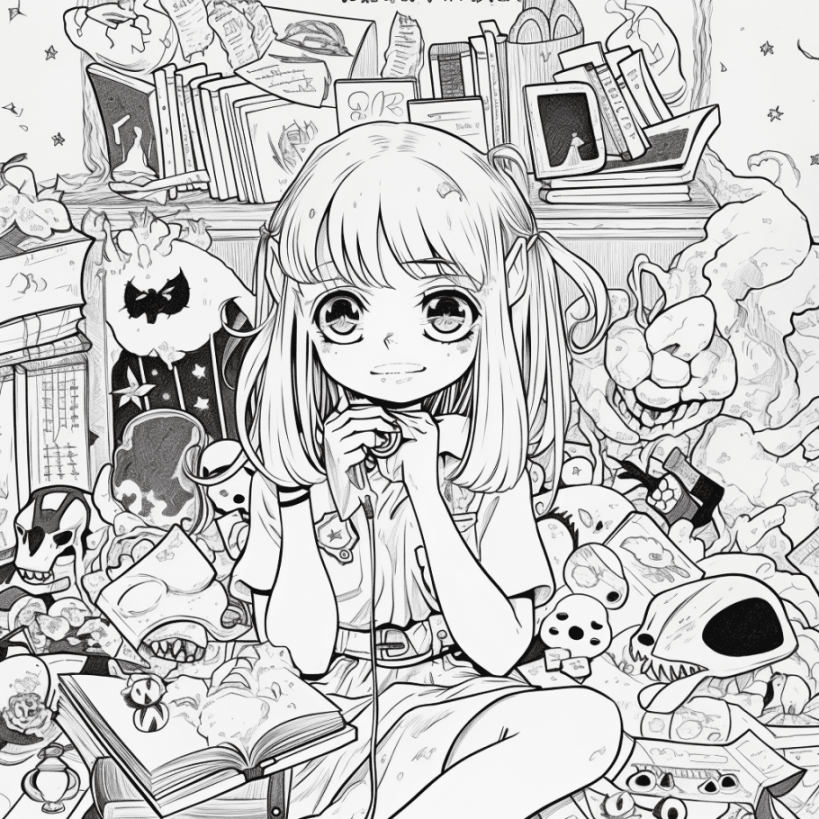 Adult printable coloring pages: + FREE creepy kawaii anime dark