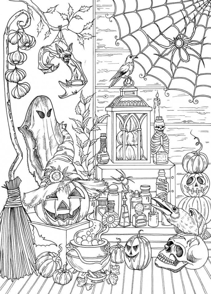 Adults Halloween coloring pages - ColoringLib