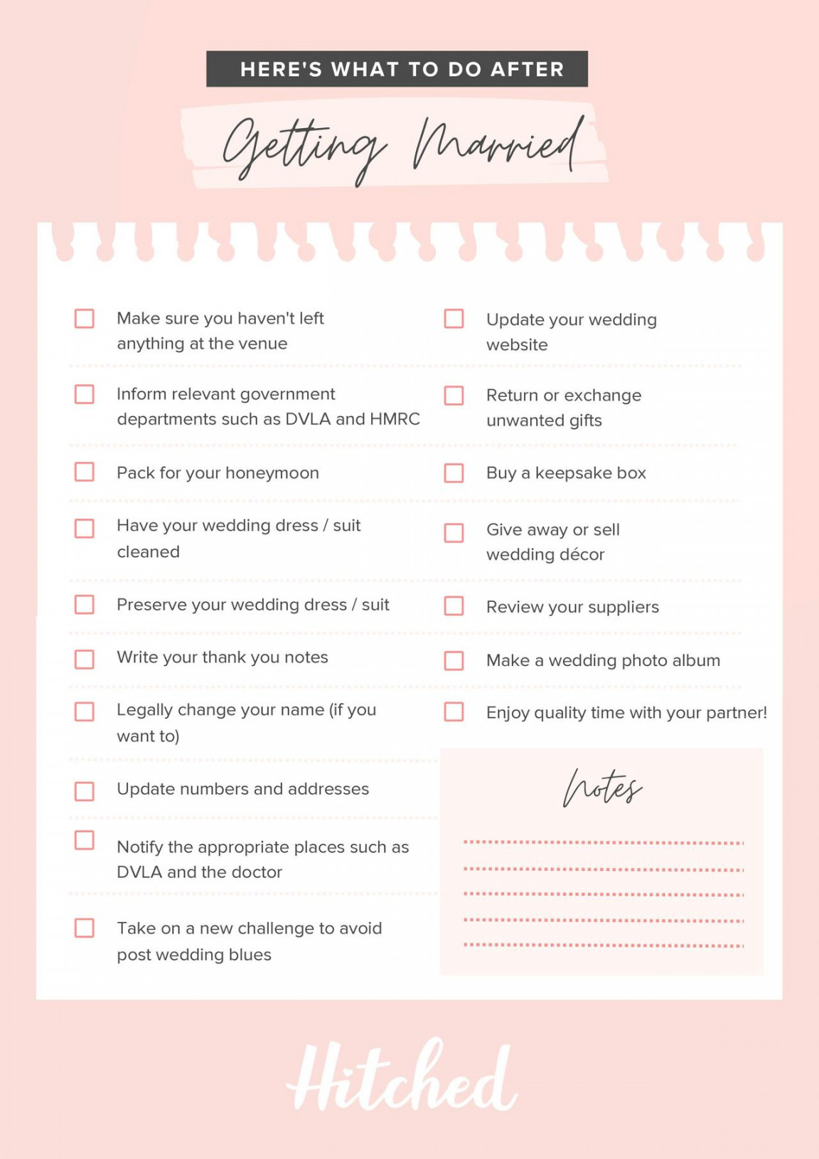 After Wedding Checklist: What to Do After Your Wedding - hitched.co