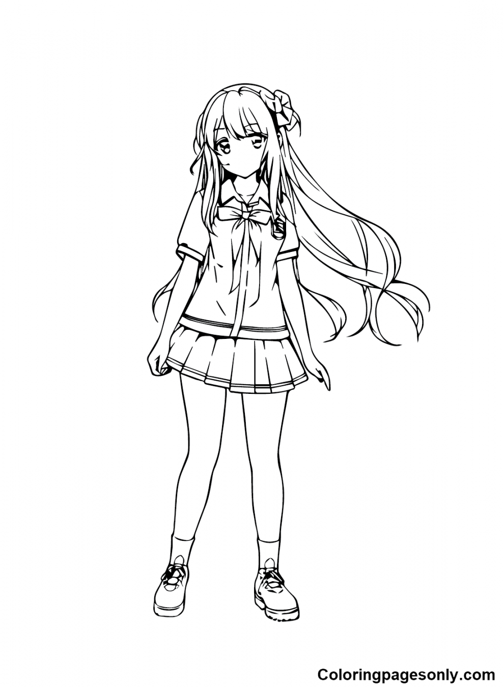 Anime Girl Coloring Pages Printable for Free Download