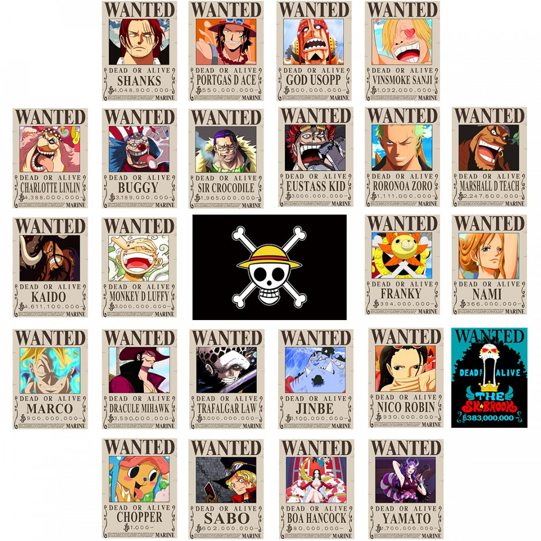 Anime One Piece Wanted Poster,  x  cm, New Edition, Zoro, Sanji, Luffy  , Billion, 2 Stück