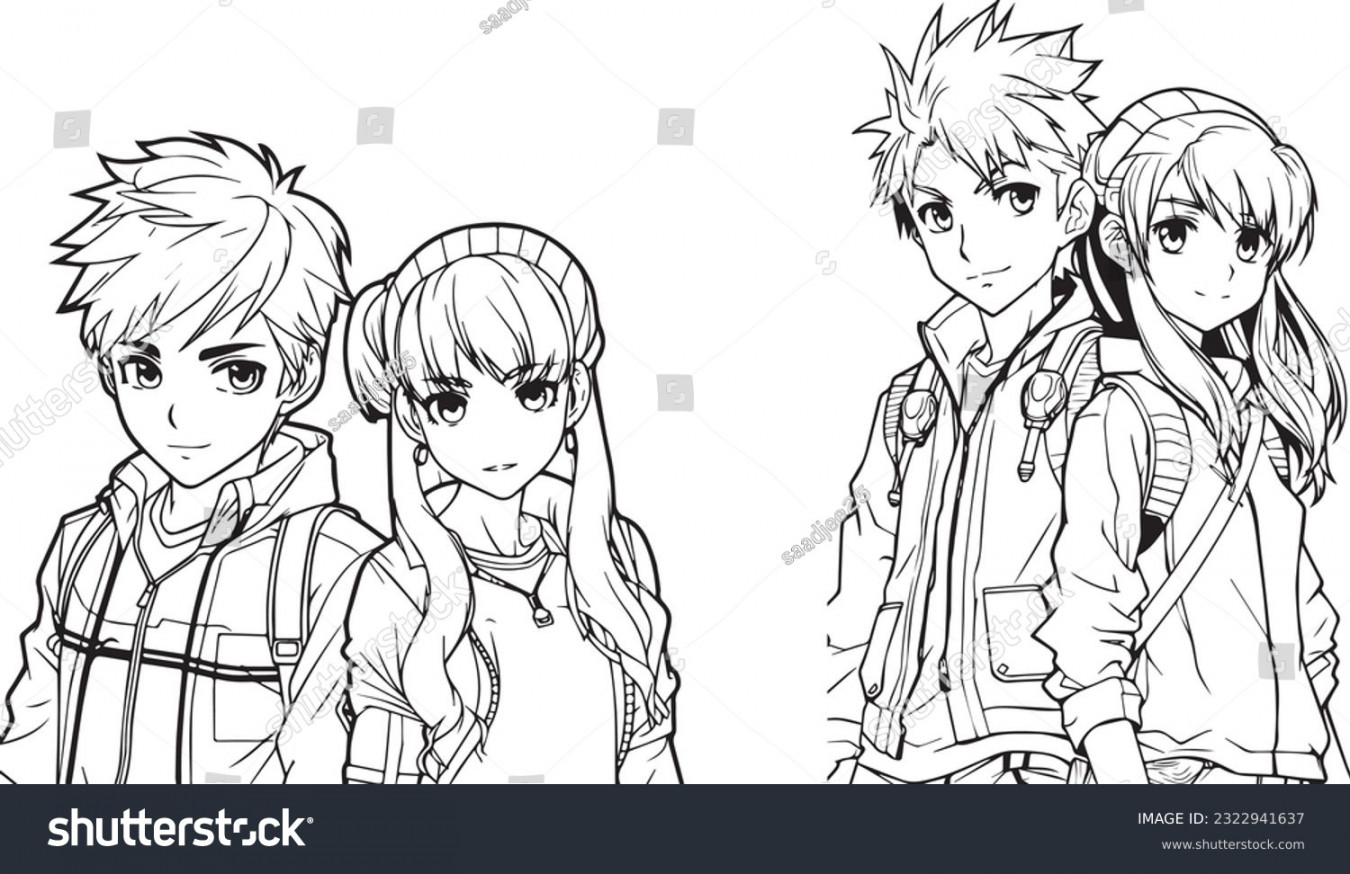 , Anime Outline Images, Stock Photos, D objects, & Vectors