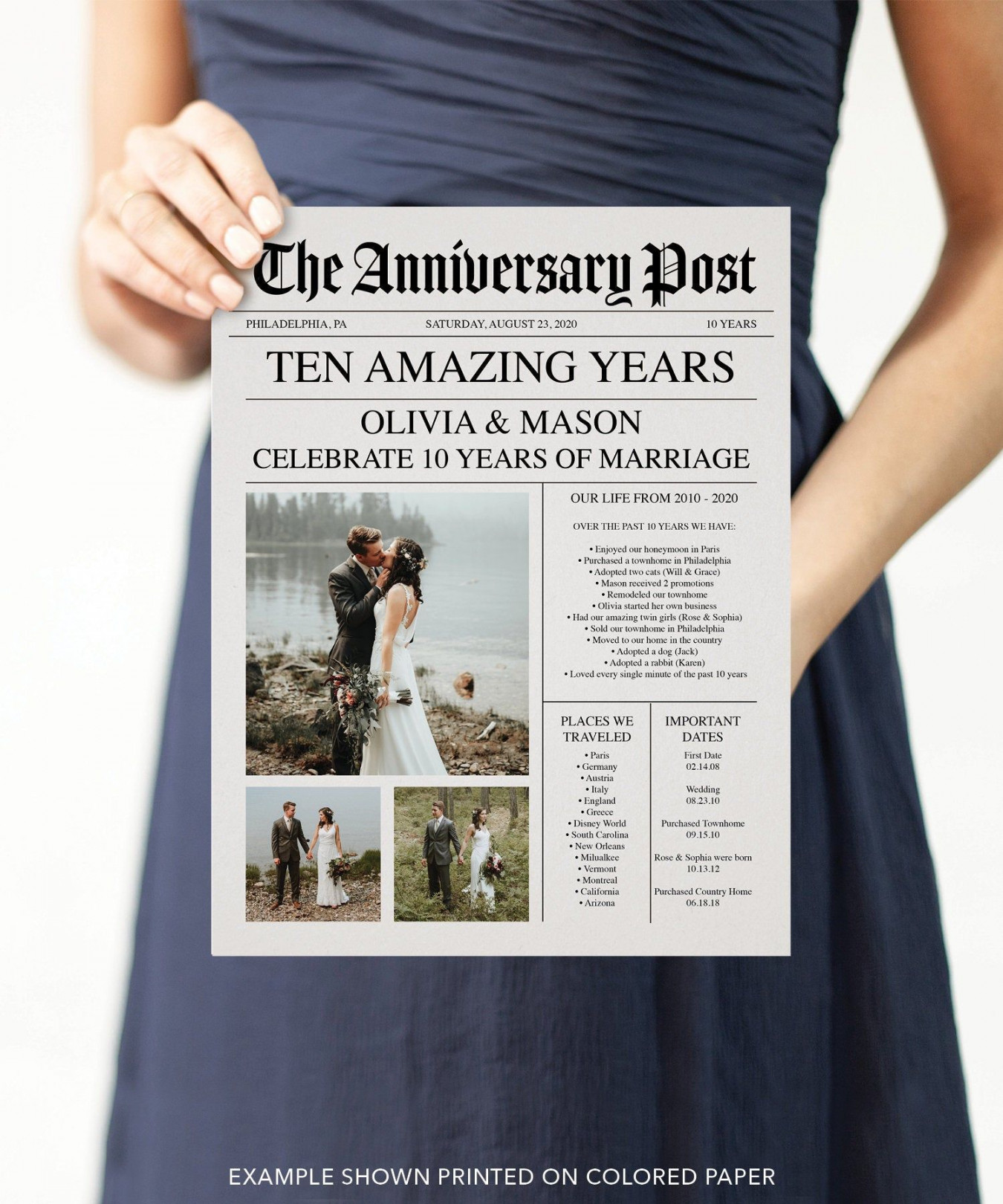 Anniversary Newspaper Program Template, Printable Anniversary