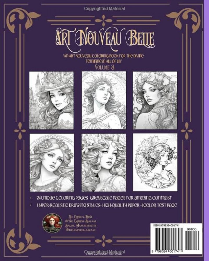 Art Nouveau Belle - Vol : An Art Nouveau Coloring Book for the