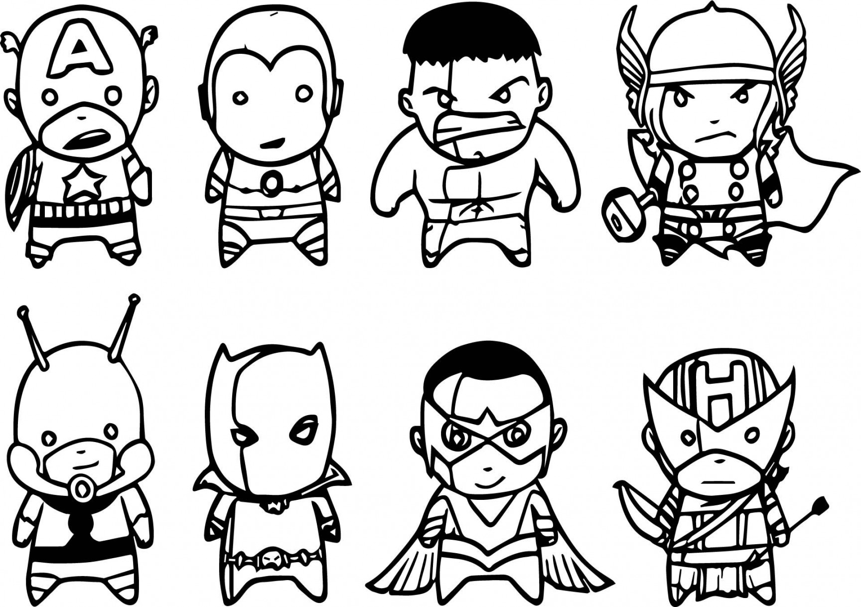 Avenger Chibs Assemble Coloring Page - Wecoloringpage