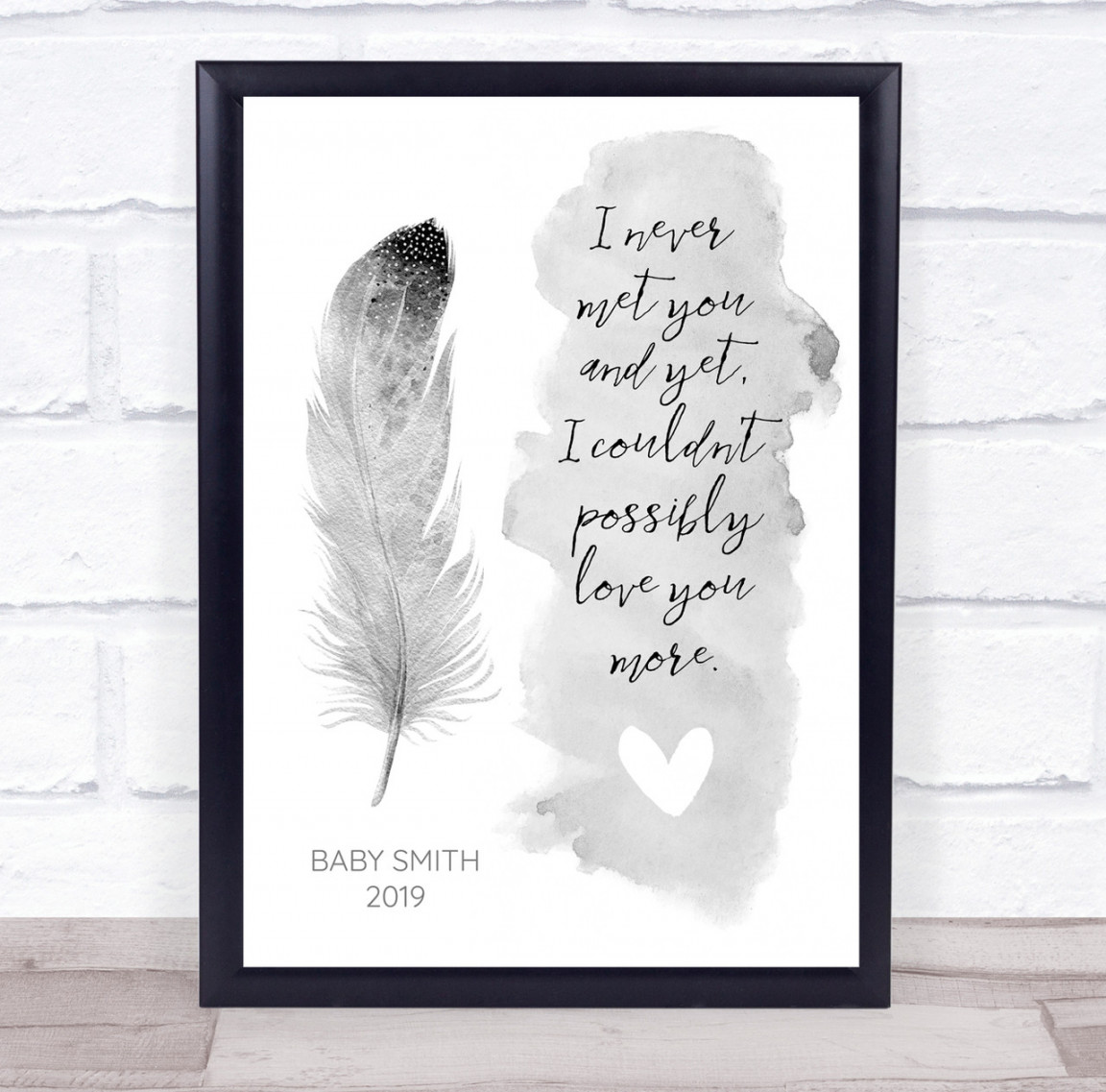 Baby Loss Miscarriage Infant Child Memorial Quote Grey Feathers