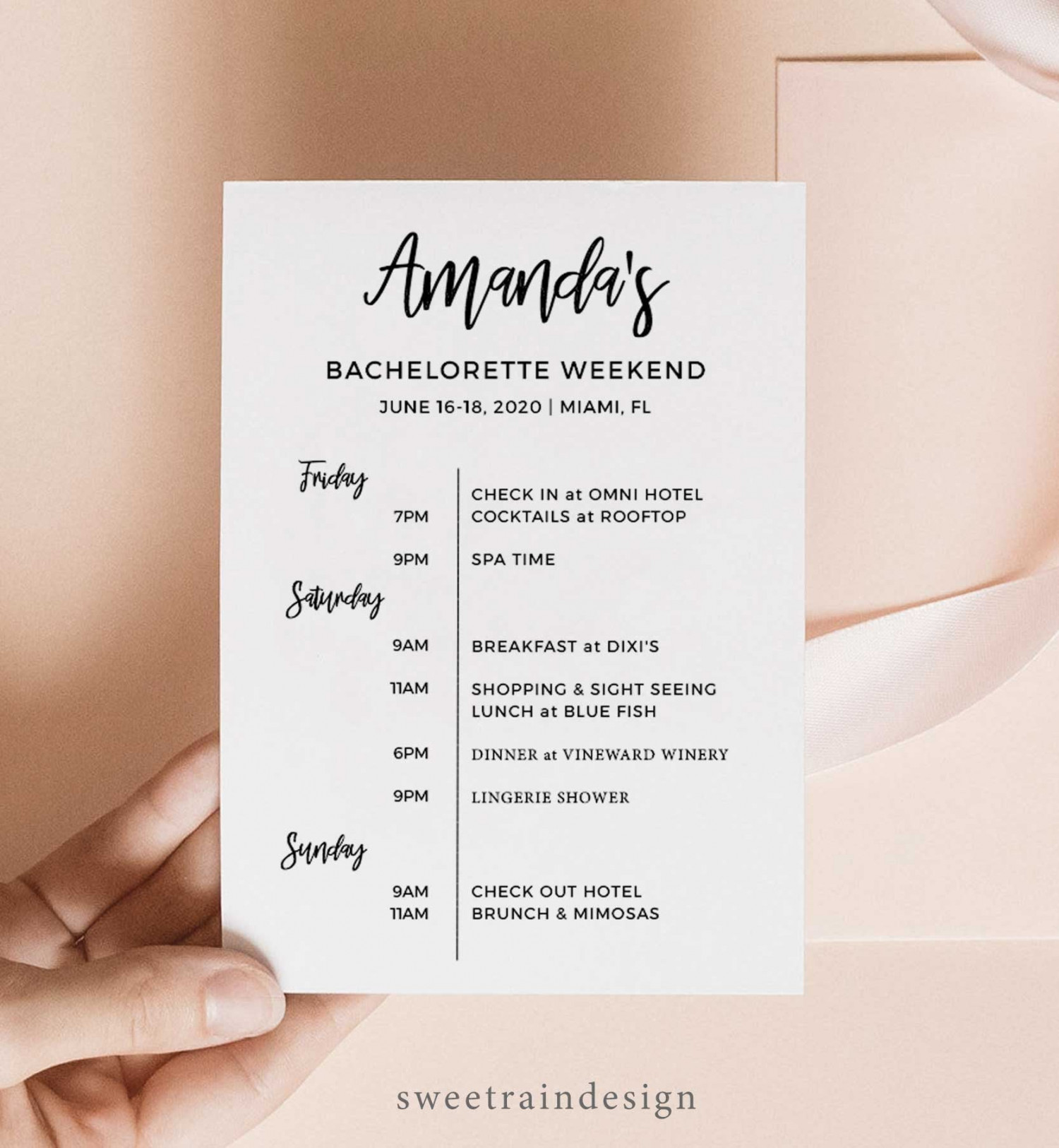 Bachelorette Itinerary Template Printable Bachelorette - Etsy Finland