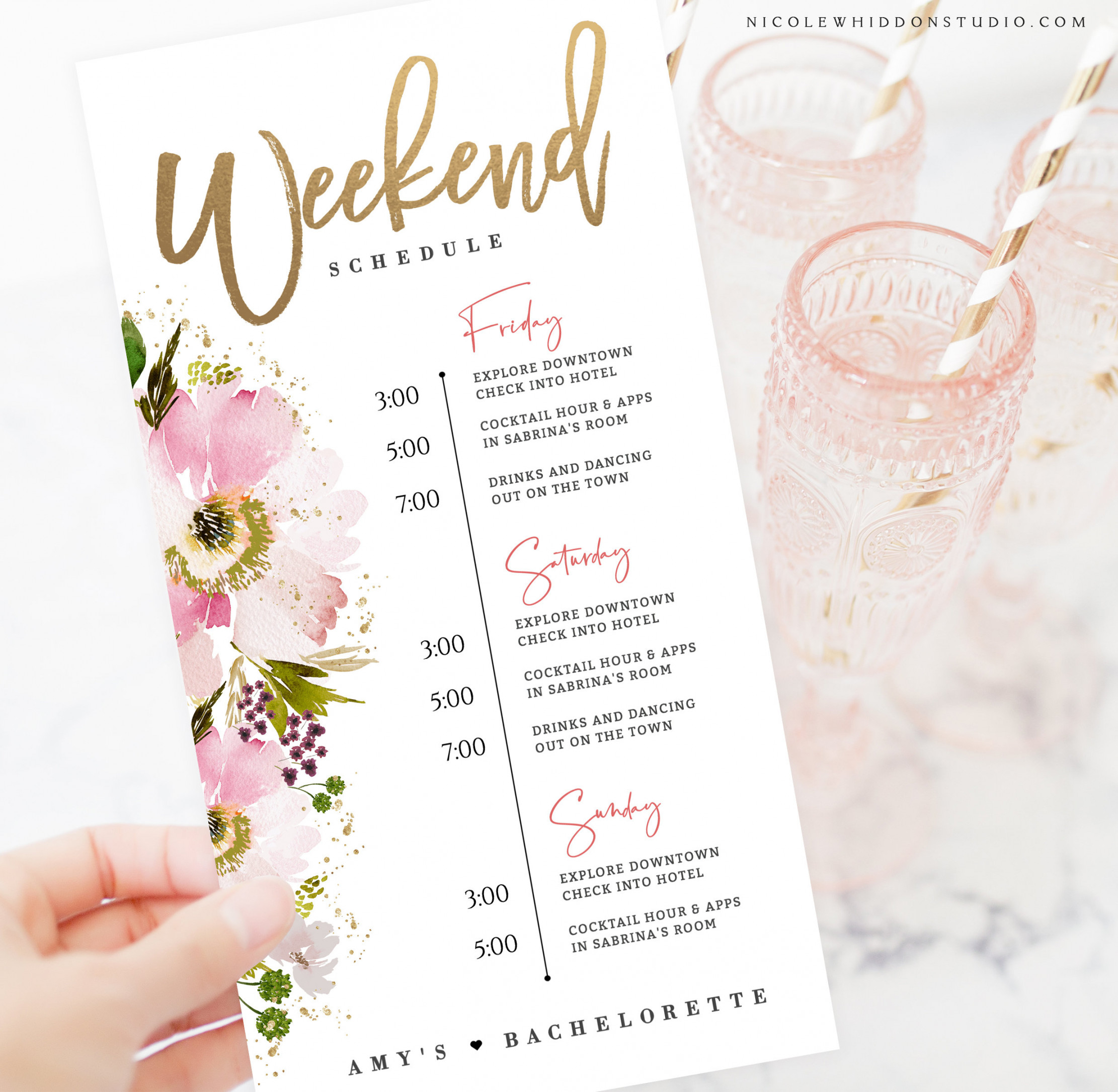 Bachelorette Weekend Itinerary Editable Template Wedding - Etsy