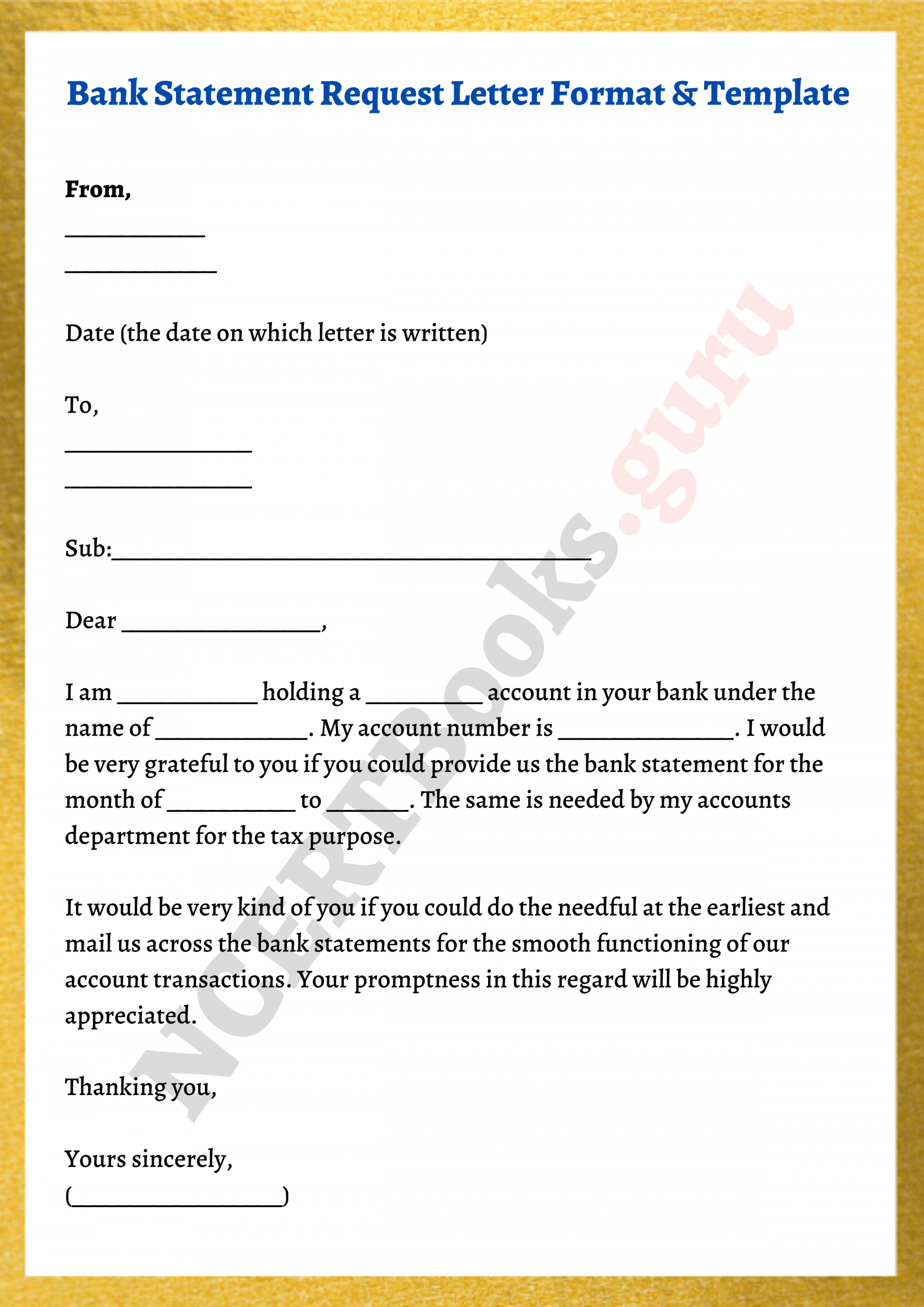 Bank Statement Request Letter Format & Samples  How to Write