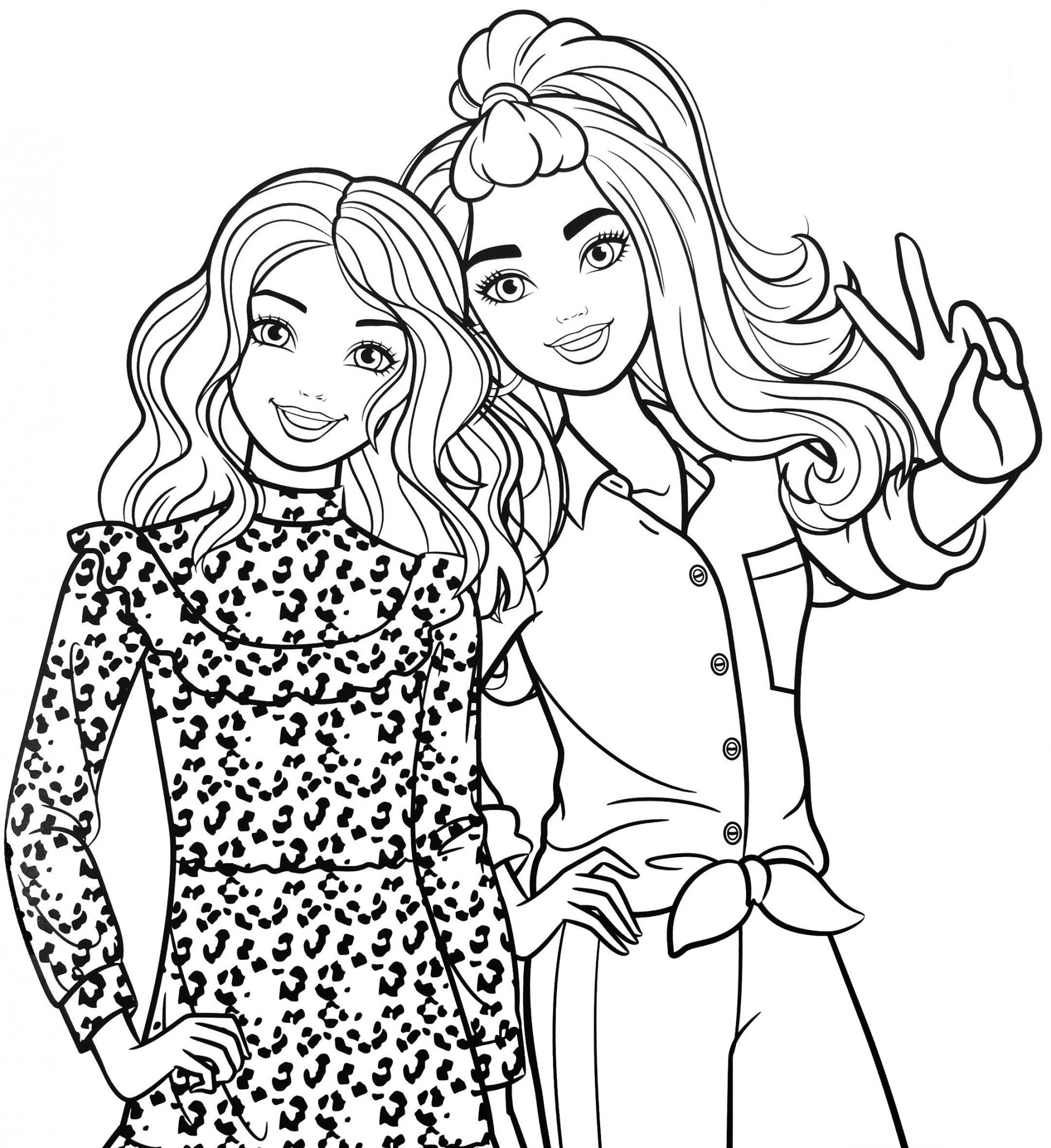 Barbie and Friends Coloring Book Page  Barbie coloring, Barbie